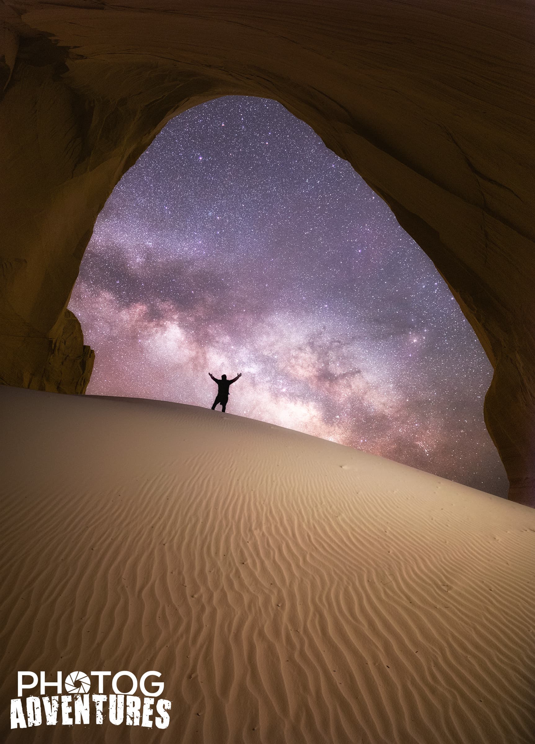 Aaron King in a sandstone cave landscape